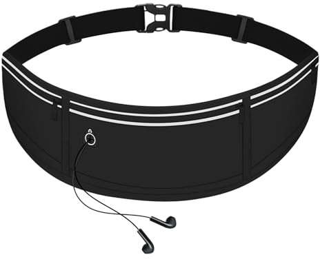 GAOHUI Laufgürtel für Handy, Wasserdicht Handytasche Joggen Bauchtasche Herren und Damen, Verstellbarem Running Belt für Joggen, Fitness, Radfahren, Reisen und Outdoor-Aktivitäten (Schwarz)