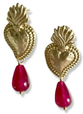 Orecchini fucsia con cuore sacro
