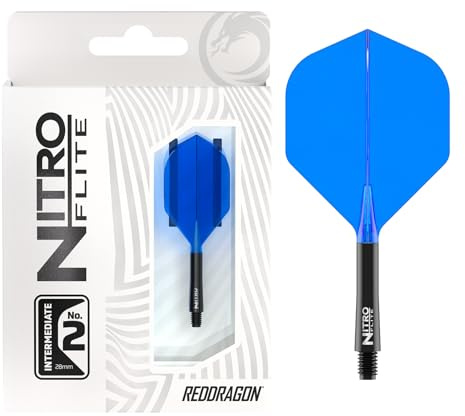 RED DRAGON Darts – Integrerad Flyg & Axel System – No.2 Form och design – Svart & Blå Färg, Mellanlängd