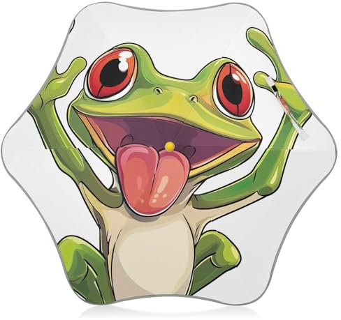 Niedlicher lustiger Frosch-Regenschirm für Kinder, Mädchen, Jungen, kneifenfrei, Anti-UV-Regenschirm für Sonne, Regenschirme, winddicht, Kinderschirme mit abgerundeten Ecken