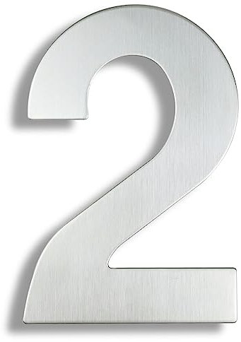 YZWHKJ Numero Civico, Numeri Civici 15/20/30 cm 304 Numeri di Porta dell'appartamento in Acciaio Inossidabile Numero civico Esterno Galleggiante Casa all'aperto(No. 2 Silver,30cm)