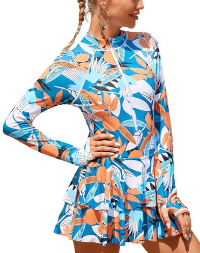 Ausing Dam långärmad rashguard 1 del baddräkt solskydd strand S-XL, 1 stycke, XXL