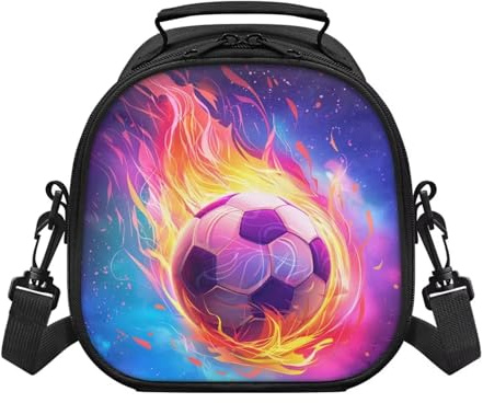 Renewold Soccer Lunch Box for Boys with Adjustable Strap Portable Leakproof Kids Lunch Box Multifunctional Large Thermal Cooler Bag for School Camping Picnic