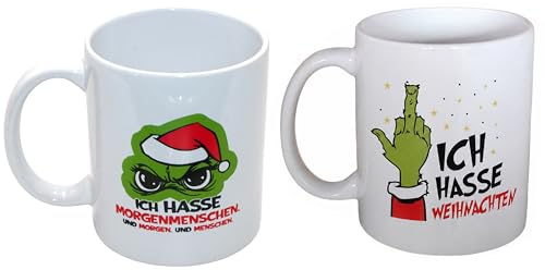 Anti-Weihnachtstasse Festtags-Muffel 350 ml - Tasse für Weihnachtshasser - Freche Weihnachtstasse - Anti-Weihnachten (2er Set Tassen Festtags-Muffel)