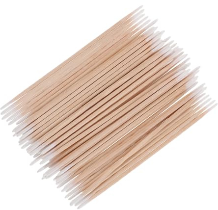 SKISUNO 1200 Spitze Wattestäbchen mit Holzstäbchen 10cm Doppelseitig für Präzise Nagel und Make Up Reinigung Einweg Kosmetikstäbchen für Tattoo und Nageldesignpflege