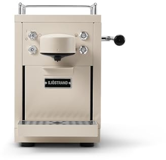 Sjöstrand The Original Capsule Coffee Machine, Pod Machine, Stainless Steel Body, Espresso or Lungo Coffee, 1.2L Tank Capacity, 19 bar Pressure, Beige