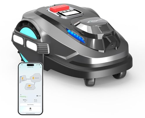 YARDCARE N1600Pro Robot Tondeuse sans Fil périphérique, jusqu'à 1600 m², avec RTK+Vision, Tonte en U Efficace, Gestion multizone, Précision centimétrique, contrôle par appli et évitement d’Obstacles