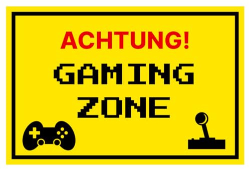 Lustiges Schild Gaming Zone Geschenk für Teenager 30x20 cm inklusive Klebepads