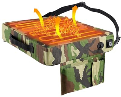 Heated Hunting Seat Cushion – Camouflage Portable Heated Pad for Outdoor Stadium Camping Fishing Winter Trips | Warm Oxford Cloth Cushions with Heating Pads for Hunters Friends Hiking Travel