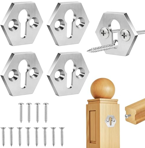 UCandy 4 Sets Newel Post Fastener, Newel Post Mounting Kit Wood Handrail Installation Hardware Works on Stairs,Column Handrail to Pole Fastener