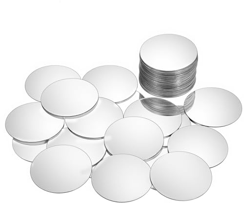50PCS Mini Acrylic Round Mirror Tiles, 2 Inch Circles Craft Mirror Tiles, Self Adhesive Small Mirrors, Decorative Mirrors Sheets for DIY Crafts, Wall and Table Decor, Jewelry Making