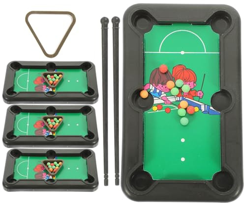 CLISPEED Mini Table de Billard Portable 4 Pièces, Jeu de Billard Miniature pour Garçon et Filles et Adultes, Surface Lisse, Compact, pour Maison et Bureau, de Coordination Œil-Main, Jeu