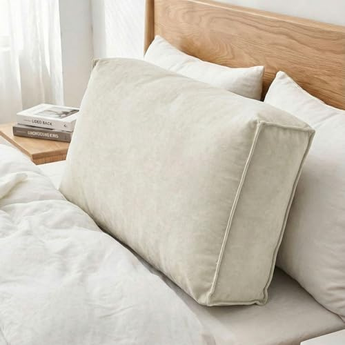 HJZPWB Keilkissen – Rechteck Lesekissen Cozy Rückenkissen Als Stützkissen Für Lendenwirbel, Nacken & Bücher Orthopädisches Rückenkissen Für Bett & Sofa,Weiß,100X12X45CM