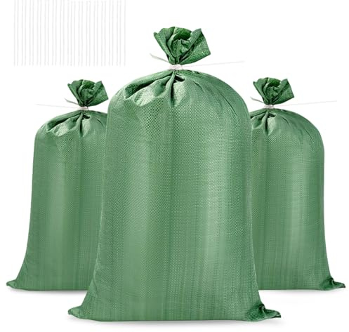 30 PCS Rubble Sacks, 45x75cm Heavy Duty Sand Bags Without Sand Woven Rubble Sacks with 50 PCS Ties for Garden Rubbish Flood Storage Cargo Handling