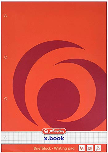 Herlitz Schulblock x.book A4, Lineatur 22, 50 Blatt, kariert ohne Rand, 5 Stück