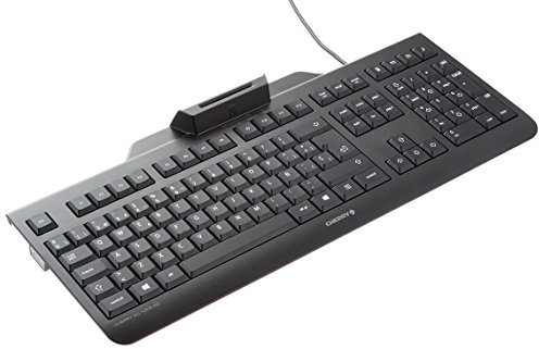 CHERRY KC 1000 SC, Teclado de Seguridad con Cable y Lector de Tarjetas Integrado, Distribución Española (QWERTY), Plug & Play (USB-A), Diseño Plano, Negro