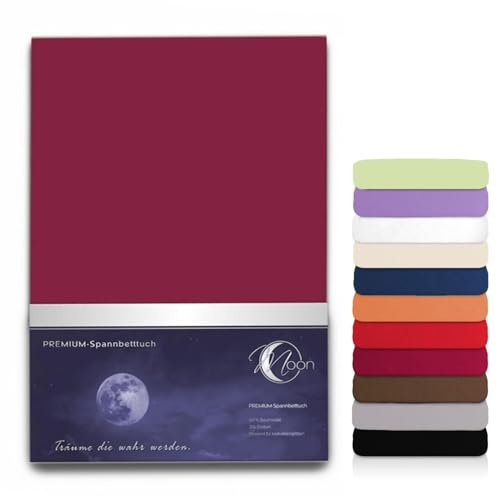 Moon Line-Platin Luxusklasse Spannbettlaken Spannbetttuch 200x220 240g/m² gezwirnte Qualität für Matratzen, Wasserbett und Boxspringbett (Brombeere)