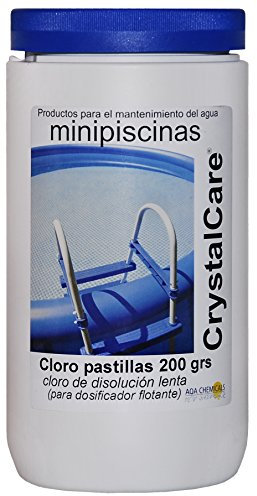 Tabletas Cloro CrystalCare Tricloro 90%. Pastillas 200 gr. Bote 1 Kg.