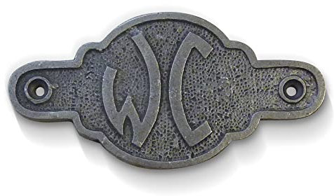 Cast Iron Antique Style WC Door Plaque | toilet | loo | hotel | Air B&B | Guest House | Restaurant | Pub | Inn | Bed and Breakfast | Campsite| supplied with Two Screws for Easy fixing