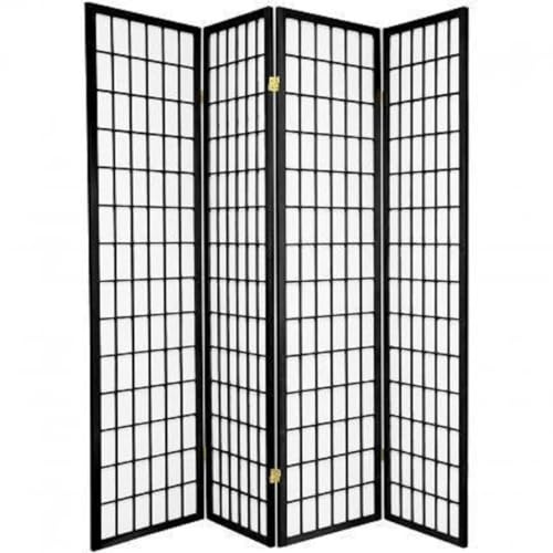 Fine Asianliving Japanische Paravent Raumteiler Trennwand B180xH180cm 4-teilig Shoji Reispapier Schwarz Japanische Paravent Raumteiler Shoji Raumtrenner Spanische Wand Sichtschutz Trennwand