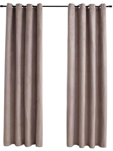 vidaXL 2X Vorhang Verdunkelung mit Metallösen Verdunkelungsvorhang Kräuselband Ösen Schlaufe Thermo Gardine Blickdicht Taupe 140x245cm