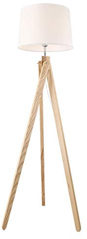 Myba - Lámpara de pie E27 Plano LampLinen - Pantalla de piso Nordic Light de madera maciza trípode - Lámpara de pie para el suelo de la cama, salón, sofá, suelo, luz de pie (color: A)