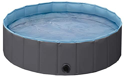 Yaheetech Hundpool pool hundplaskdamm 100 cm/120 cm/140 cm/160 cm hundbad hundpool husdjurpool kattpool vattenbad PVC halkfri med dräneringsventil