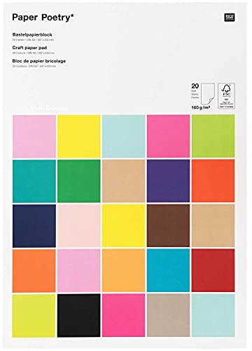 Rico Design Paper Poetry Bastelblock Super Multicolors 30 Blatt - Motivpapier/Bastelpapier DIN A3 - zum Basteln & Scrapbooking - DIY