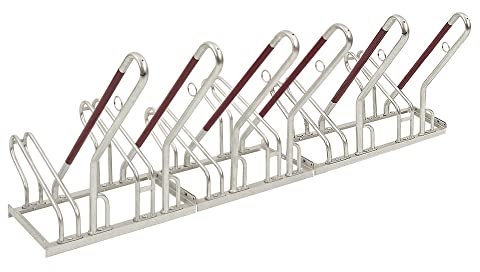 Anlehnparker 2500, verzinkt, einseitig, 6 Einstellplätze, HxBxT 845x2100x940 mm