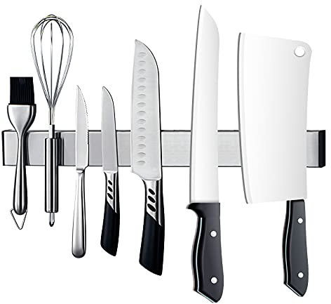 Magnetic Knife Holder Strip, YiiMO Double-Sided Magnet 16 Iron Utensil Stainless Steel Kitchen Tool Rack Pull Bar