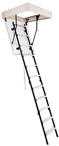 Bodentreppe Speichertreppe Gedämmte Dachbodentreppe U=1,22 W/m2K Mini Thermo Metall Raumhöhe 265cm Wärmegedämmt Metallleiter (80x60)