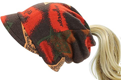 dy_mode Damen Schirmmütze Beanie Mütze Mit Schirm Zopfloch Gefüttert & Modelle Ohne Futter - BM203 (BM0206-Braun)