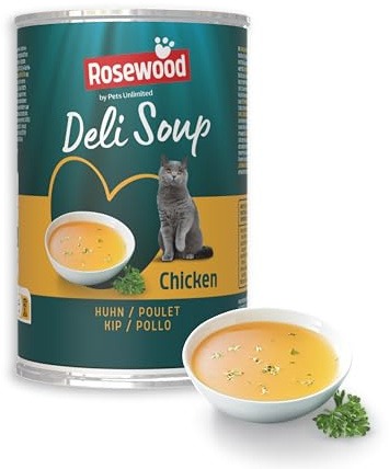 Rosewood Deli Soup Huhn – Köstlicher Katzensnack als Brühe mit weichem Hühnchenfleisch, ohne Zusatz von Salz oder Zucker, ohne künstliche Zusatzstoffe, 135 ml