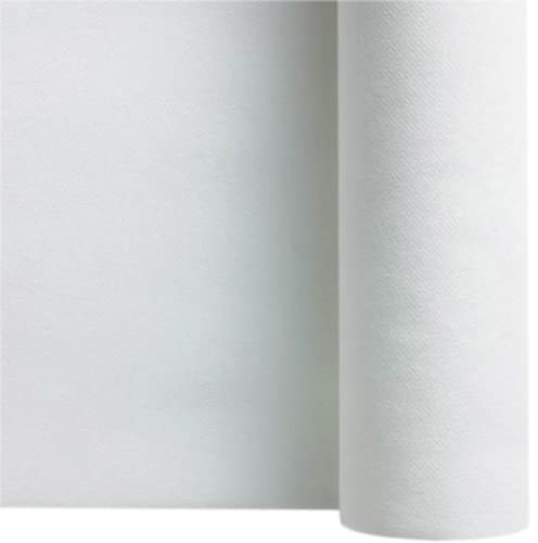 SANYGIENE Nappe Blanche en Rouleau 25 m x 1,20 m – Matière Intissée AIRLAID – Effet Tissu Haut de Gamme – Nappe Jetable Élégante pour Fête, Mariage, Anniversaire, Réception, Restaurant (82 Couverts)