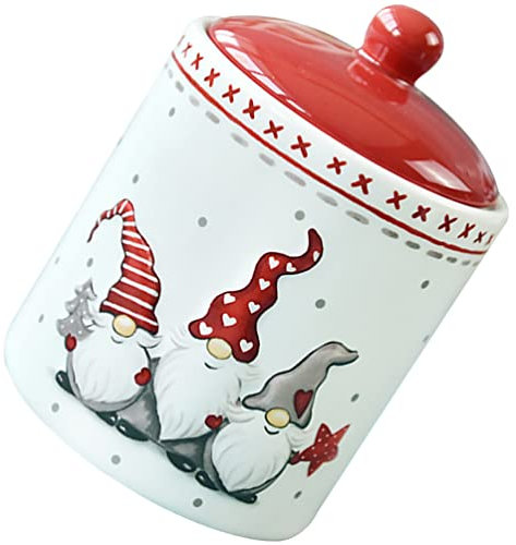 Housoutil Bote De Cerámica Navideño Jarra Sellada Para Té y Dulces Contenedor De Almacenamiento Diseño De Navideños Para Regalos