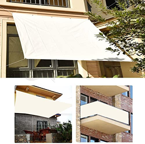 Voile d'ombrage rectangulaire étanche 0,8 x 9,5 m avec Corde Gratuite Voile d'ombrage pour Jardin terrasse auvent avec Cordes gratuites Triangle Rectangle carré, Blanc