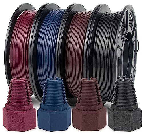 iSANMATE Verbessert PETG Kohlefaser Filament Bundle, PETG CF Filament 1.75mm +/- 0.02mm Bundle Fadenfüllung 20% Carbon Fibre, Carbon Fiber 250g Spule x 4 Farbe, Rot/Blau/Braun/Schwarz