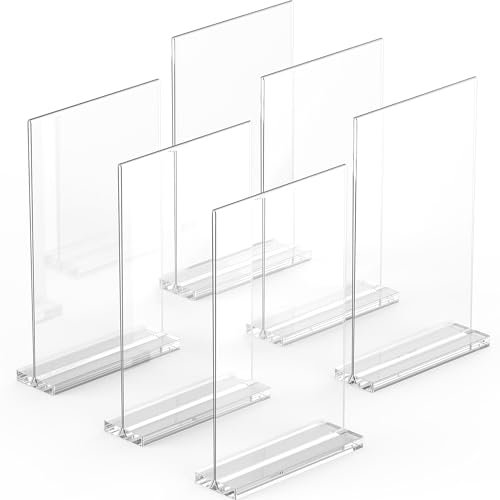 Dasher Products A5 Acryl-Schilderhalter, 6 Stück, schlank and vielseitig, polierte Kanten, double display, Plexiglas-Prospektständer Ideal for Fotos, Schilder, Speisekarten and Tisch-Displays