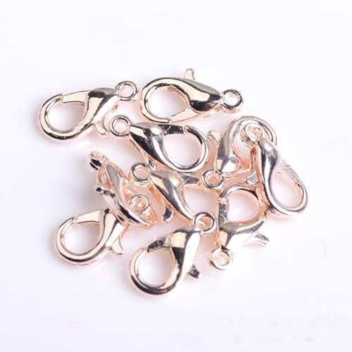 Wambere 200 Stück 14mm Schlüsselanhänger Haken,Karabinerhaken Karabinerverschluss Schlüsselketten-Clip Karabinerhaken Metal für DIY Handtasche Keychain Stecker Schmuck Platin,Roségold