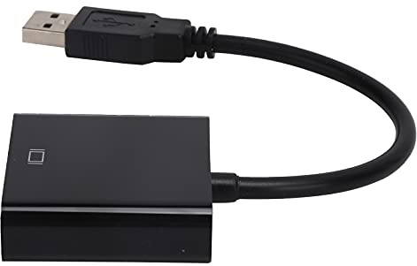 ASHATA Adaptador USB a VGA, Convertidor USB 3.0 Macho a VGA de 15 Pines Hembra, Soporte 1080 a 60Hz, para, para 10, Computadora de Escritorio, Computadora Portátil, PC, Monitor, TV