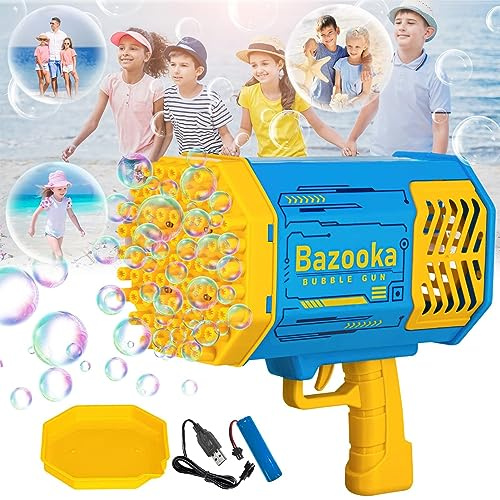 Seifenblasenpistole Automatische Seifenblasenmaschine Bubble Gun Kinder 10000+ Blasen/Minute Mit 120ML Seifenblasenlösung, Blasenspielzeug Geschenk Für Kinder |Geburtstag |Party |Hochzeit (Blau)