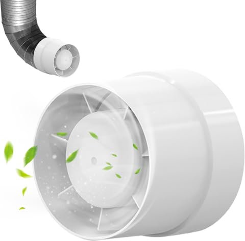 ZOYDP Kanal Rohrventilator 100mm, Abluftventilator 100mm, 107m³/h, Inline-Abluftventilator Rohrlüfter mit 50 cm Netzkabel, Rauchabzug Kanalventilator, Leise Hitzebeständig Lüfter für Bad, WC, Küche