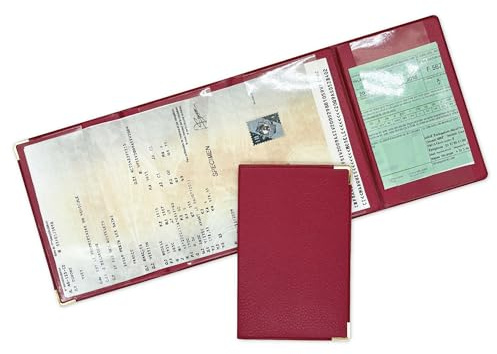 nemau - Porte Carte Grise 4 Volets en Simili Cuir – Fabriqué en France – Étui Documents Véhicule, Assurance & Permis – Élégant, Compact et Résistant – Couleur Rouge
