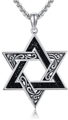 URONE Star of David Necklace 925 Sterling Silver Jewish Star of David Pendant Necklace Jewish Jewelry Gifts for Men Women