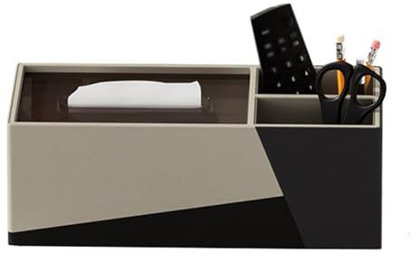 Kosmetiktücher Box Multifunktionale Taschentuchbox, rechteckig, Kosmetiktuchspender aus PU-Leder, Boxhalter, Couchtisch, Fernbedienungs-Organizer für Esszimmer Badezimmer Schlafzimmer(Schwarz)