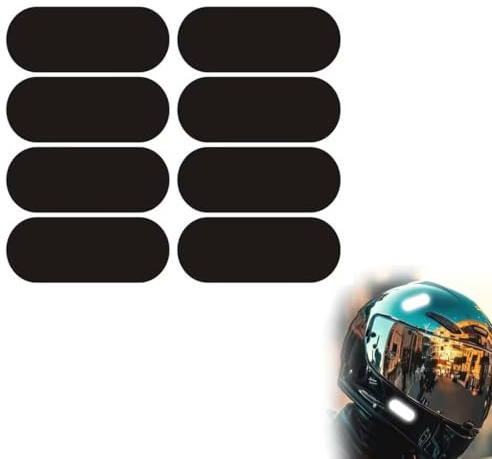 Fonyiunce 8 Pièces Bande Reflechissante pour Casque Moto, Bandes Stickers Noirs Rétro Réfléchissants 8*3cm, pour la Sécurité et la Visibilité - Vélo, Trottinette