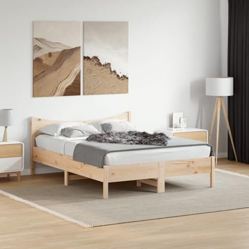 Buzaza Massivholzbett ohne Matratze 135x190 cm Holz Bett Massivholzbett Bed Frame Bettgestell Bett Holz Kiefernholz