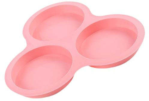 Molde de Silicona para Muffins de 4 Pulgadas, Rosa, 3 Cavidades | Freidora de Aire, Resistente a Alta Temperatura, Uso en Panadería y Elaboración de Muffins