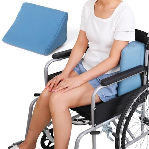 Fanwer Wheelchair Positioning Cushion, Foam Wedge Pillow, Blue, 50 x 50 cm