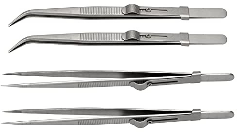 Xbsduih Pince à souder de précision 4 pièces ESD Ensemble d'outils pour pincettes électroniques industrielles antistatiques pour la création de bijoux